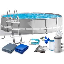 INTEX Metal Frame Premium zwembad | Ø 427 | Complete zwembadset | Intex opzetzwembad | Zwembad Rond | Inclusief 1kg Aquaswan Multitabs